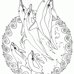 Imágenes de Mándalas Infantiles de delfines y olas de mar para colorear dibujar iluminar pintar imprimir recortar adornar