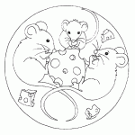 Imágenes de Mándalas Infantiles ratones comiendo queso para colorear dibujar iluminar pintar imprimir recortar adornar