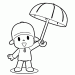 Pocoyo con paraguas sombrilla