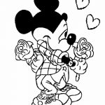 Mickey Mouse disney enamorado con flores y chocolates