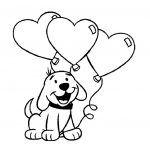 San Valentin imagen de perro con globos en forma de corazon